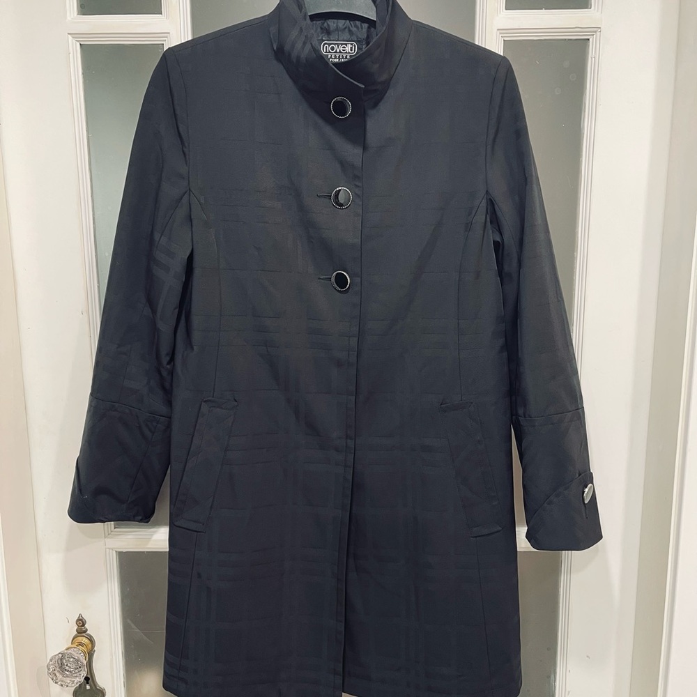 NOVELLI Black Women's Stand-Collar Trench Coat